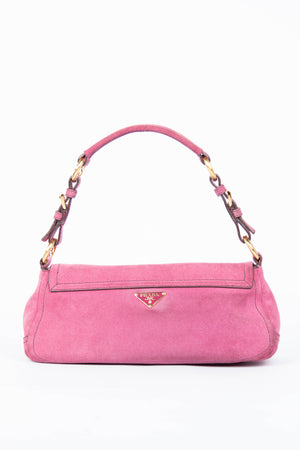 Vintage Prada Pink Suede Shoulder Bag