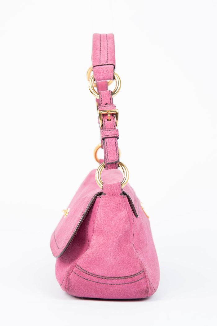 Vintage Prada Pink Suede Shoulder Bag