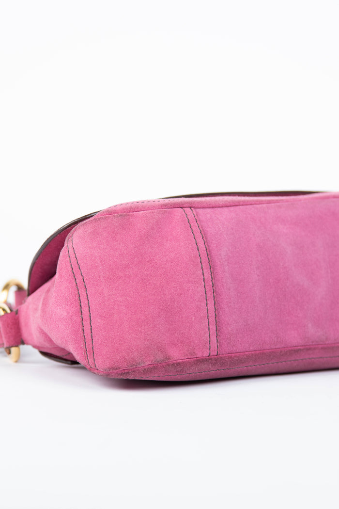 Vintage Prada Pink Suede Shoulder Bag