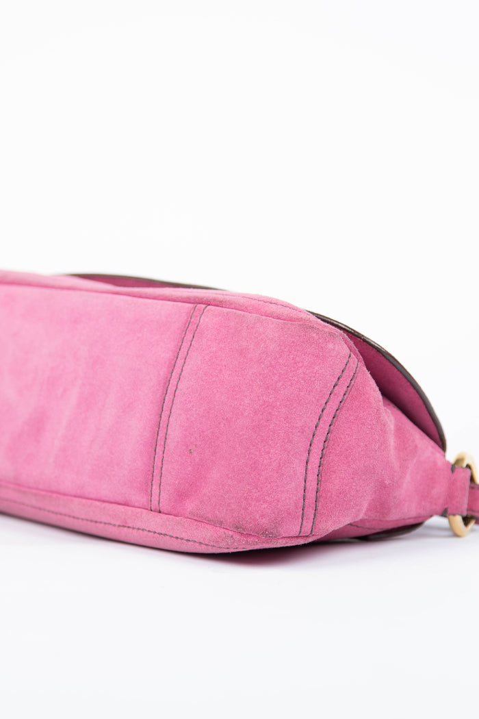 Vintage Prada Pink Suede Shoulder Bag
