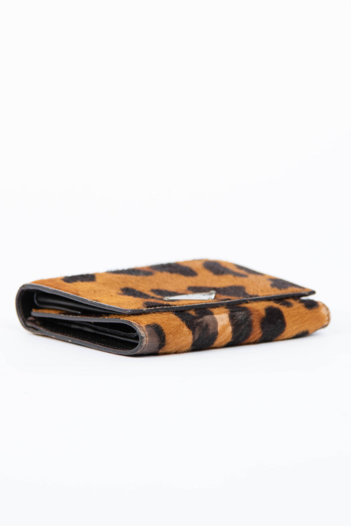 2000s Prada Leopard Pony Hair Wallet