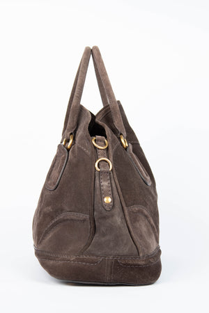 2000s Prada Brown Suede Boston Bag