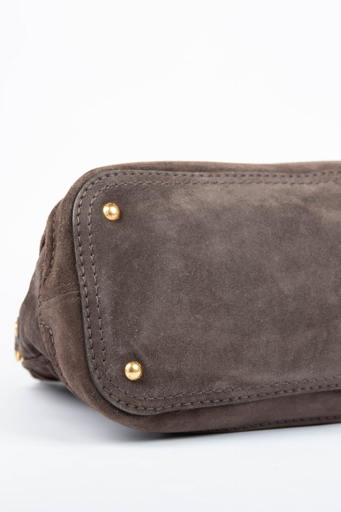 2000s Prada Brown Suede Boston Bag