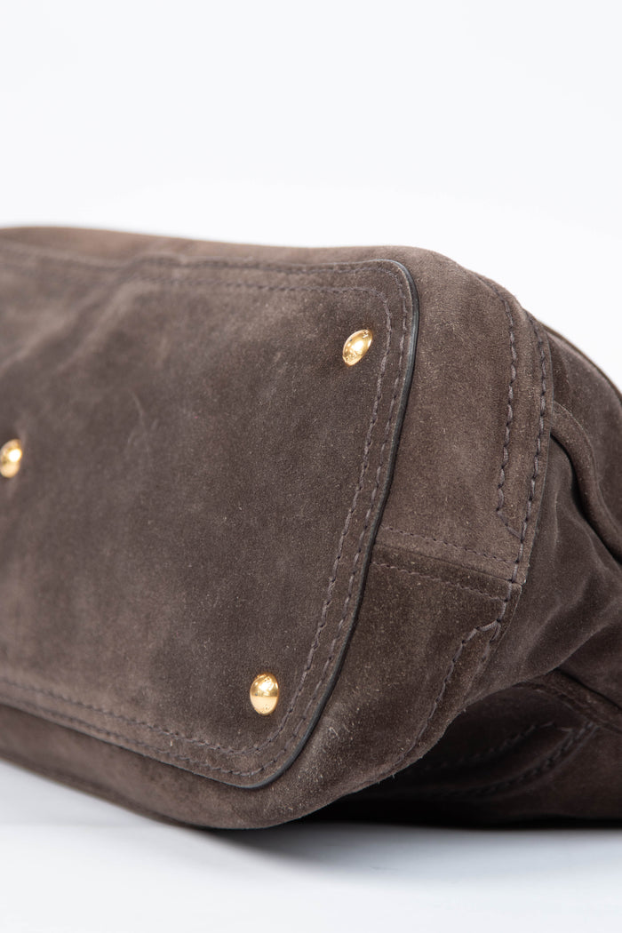2000s Prada Brown Suede Boston Bag