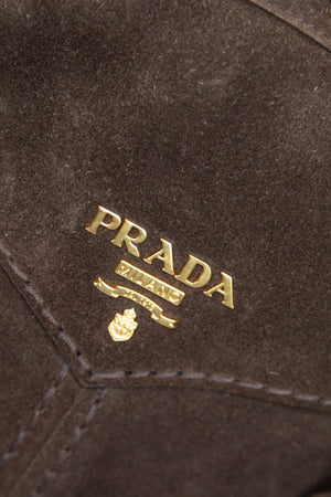 2000s Prada Brown Suede Boston Bag