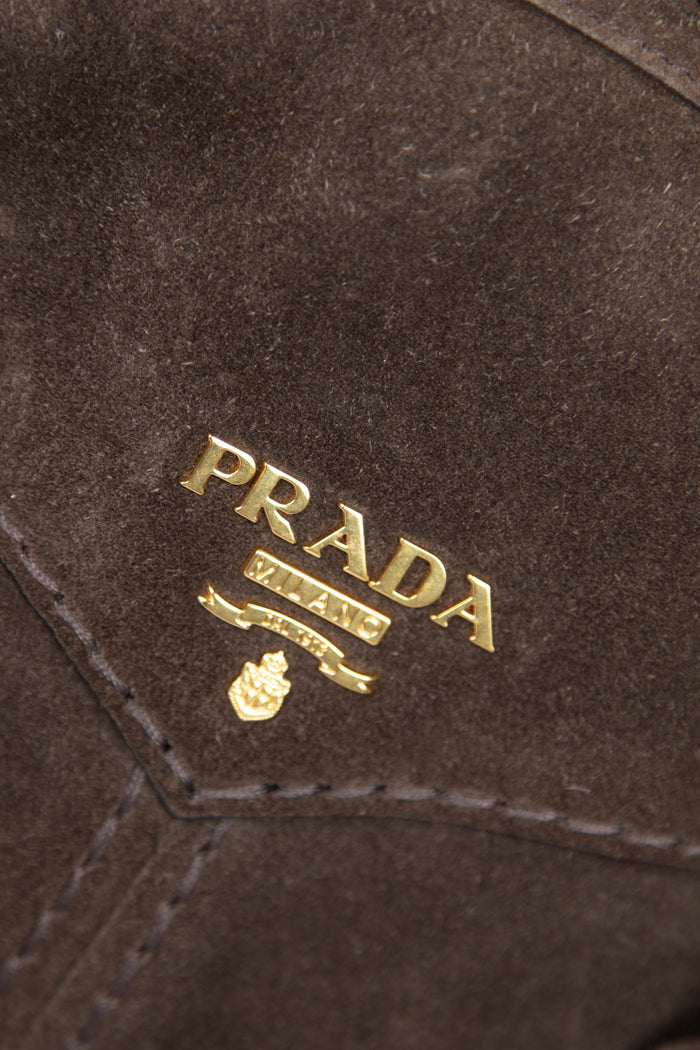 2000s Prada Brown Suede Boston Bag