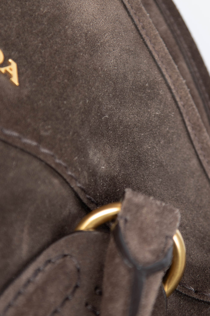 2000s Prada Brown Suede Boston Bag