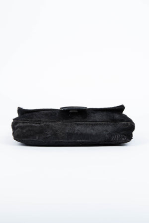 RARE Fendi Black Ponyhair Baguette Shoulder Bag