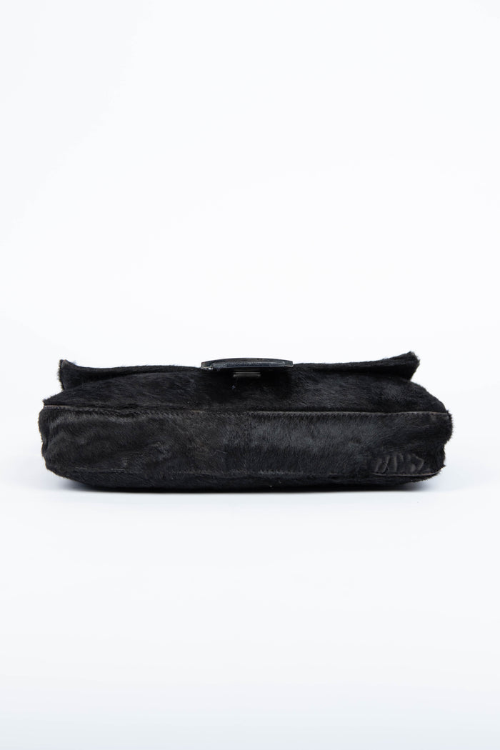 RARE Fendi Black Ponyhair Baguette Shoulder Bag