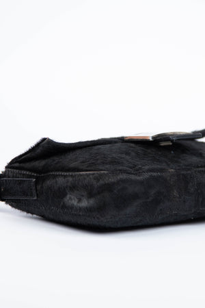 RARE Fendi Black Ponyhair Baguette Shoulder Bag