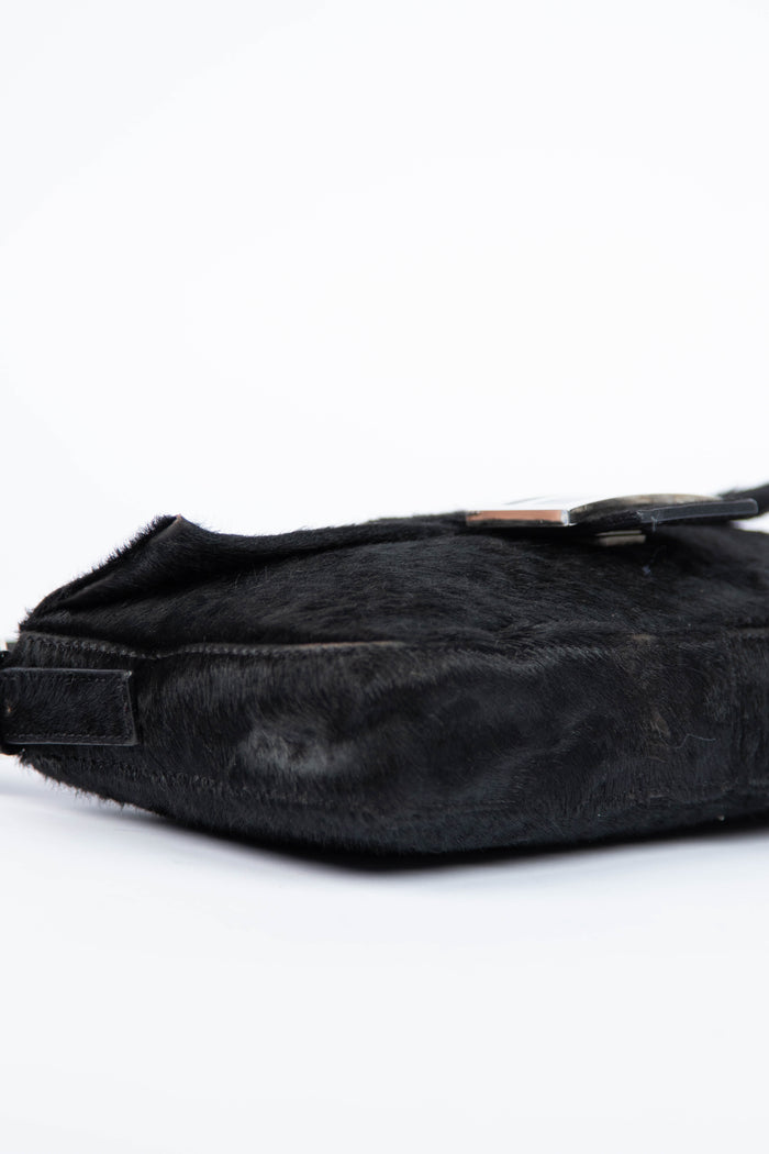 RARE Fendi Black Ponyhair Baguette Shoulder Bag