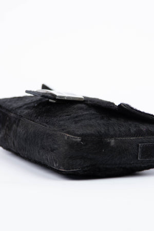 RARE Fendi Black Ponyhair Baguette Shoulder Bag