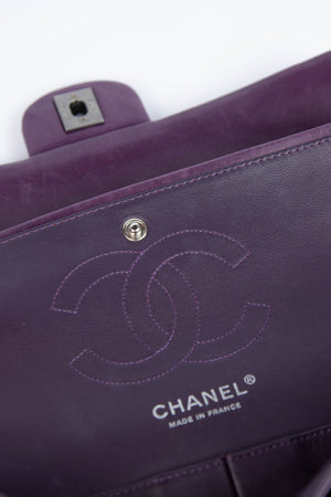 2000s Chanel Purple Lambskin Double Flap Shoulder Bag SHW