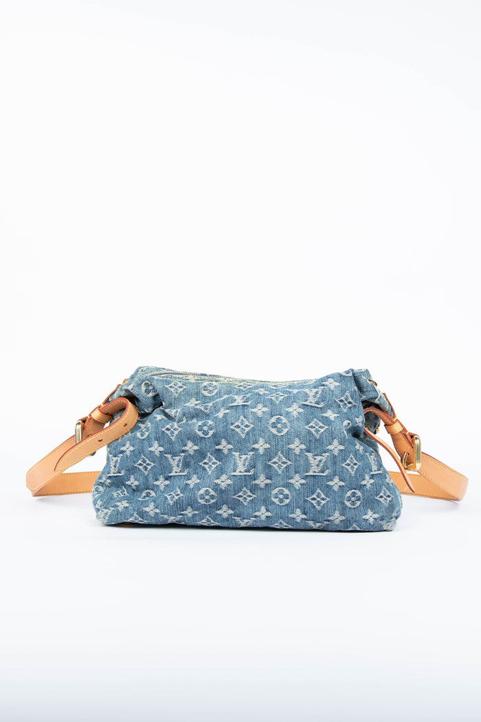 2000s Louis Vuitton Blue Denim Baggy PM Monogram Shoulder Bag