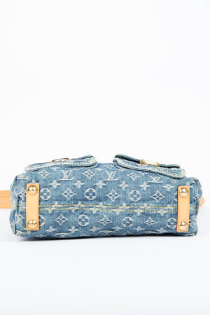2000s Louis Vuitton Blue Denim Baggy PM Monogram Shoulder Bag