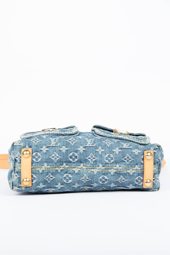 2000s Louis Vuitton Blue Denim Baggy PM Monogram Shoulder Bag