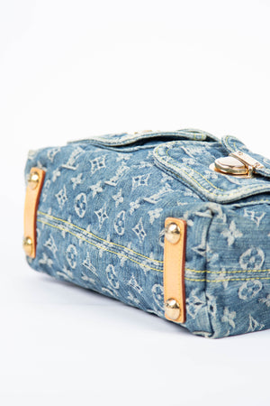 2000s Louis Vuitton Blue Denim Baggy PM Monogram Shoulder Bag