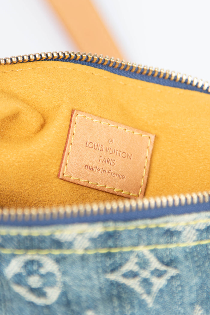 2000s Louis Vuitton Blue Denim Baggy PM Monogram Shoulder Bag