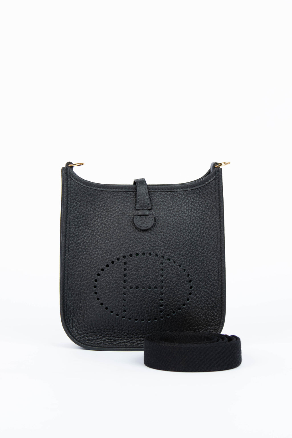 2025 Hermès Black Clemence Leather Mini Evelyne with GHW