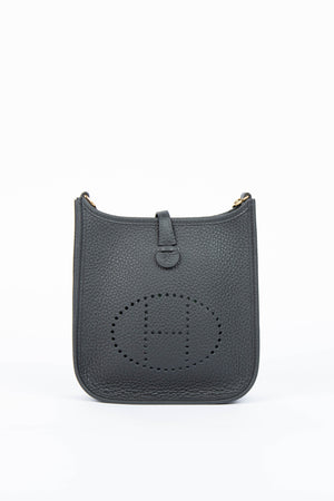 2025 Hermès Black Clemence Leather Mini Evelyne with GHW