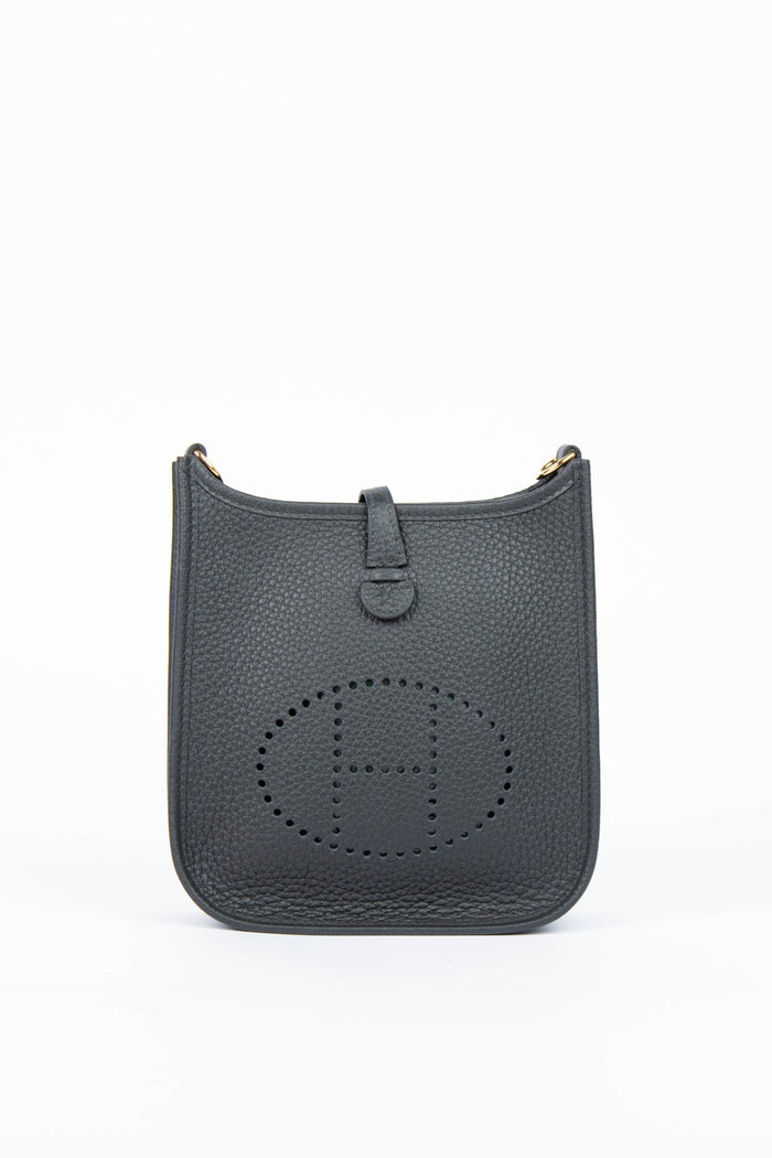 2025 Hermès Black Clemence Leather Mini Evelyne with GHW