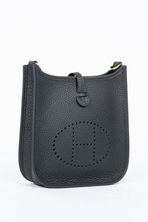 2025 Hermès Black Clemence Leather Mini Evelyne with GHW