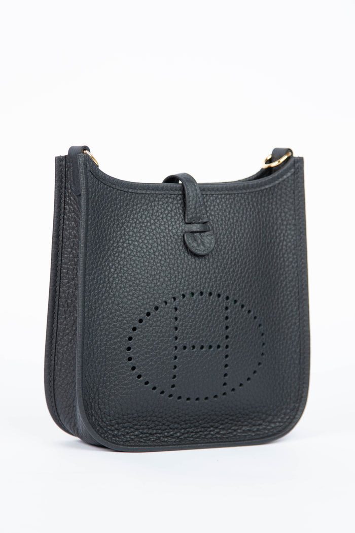 2025 Hermès Black Clemence Leather Mini Evelyne with GHW