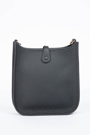 2025 Hermès Black Clemence Leather Mini Evelyne with GHW