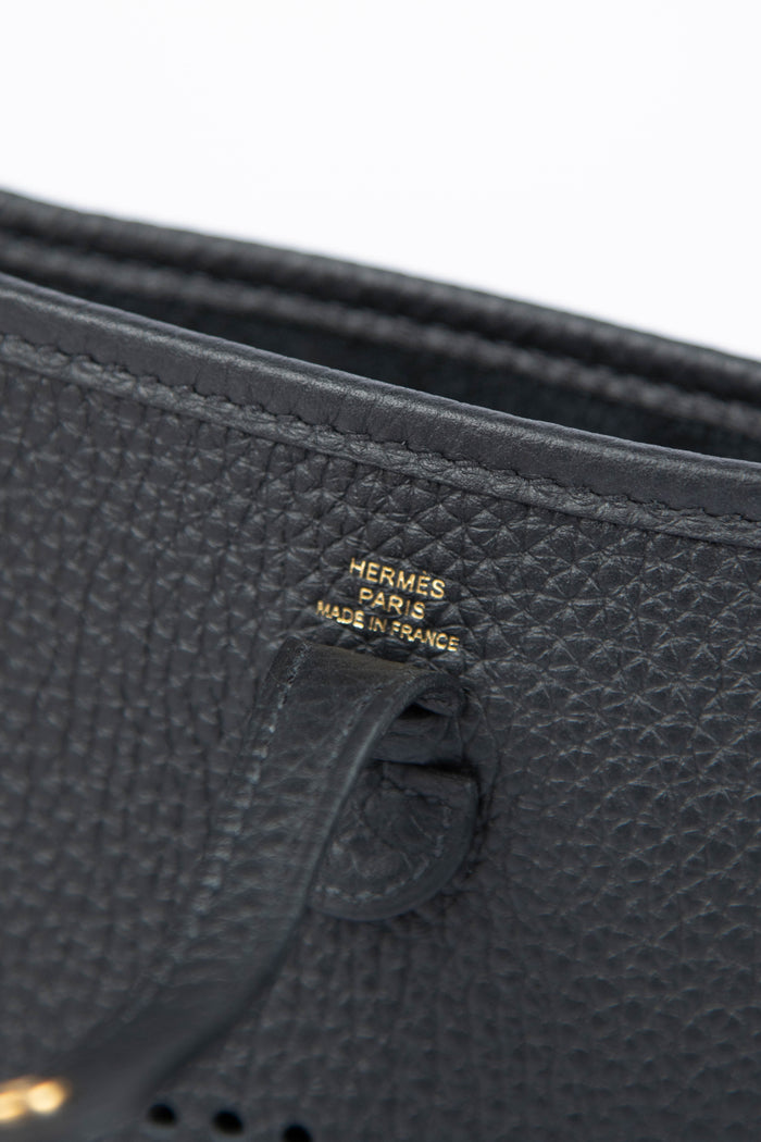 2025 Hermès Black Clemence Leather Mini Evelyne with GHW