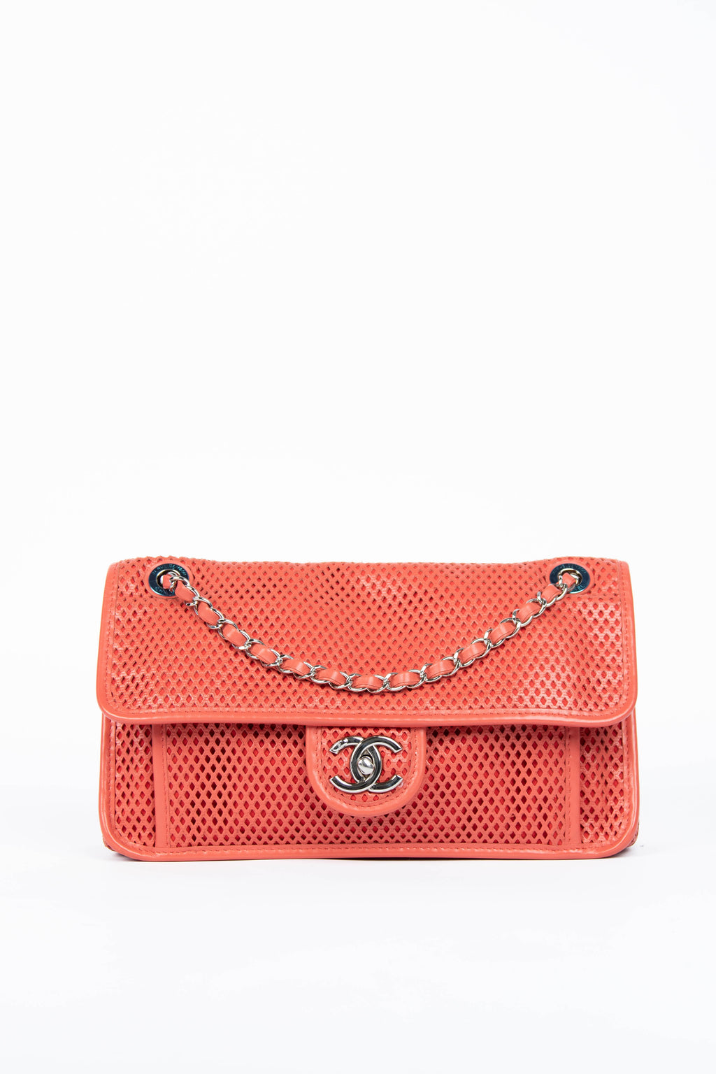 2010s Chanel Red Up in the Air Perforated Shoulder Bag