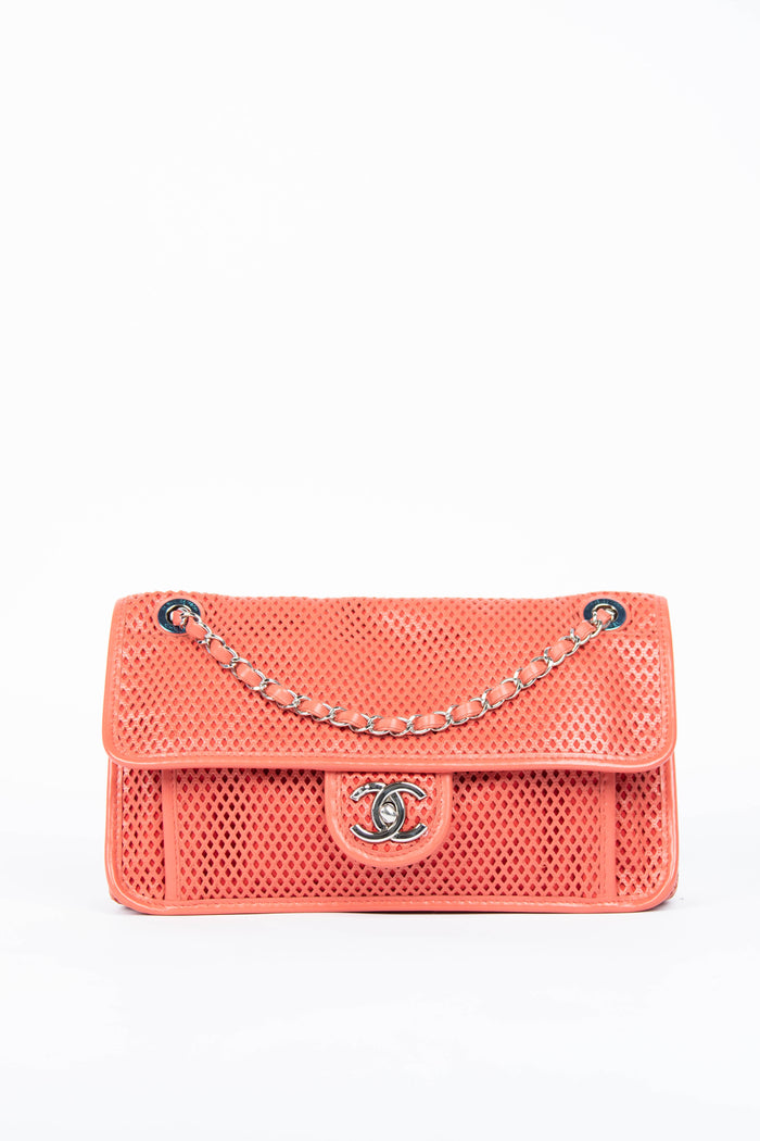 2010s Chanel Red Up in the Air Perforated Shoulder Bag