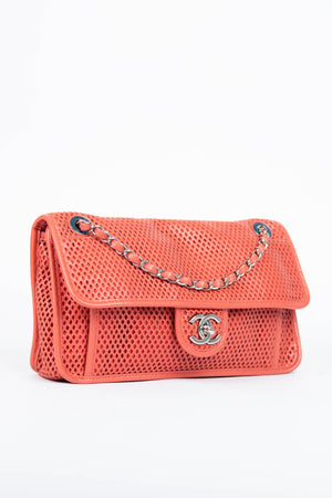 2010s Chanel Red Up in the Air Perforated Shoulder Bag