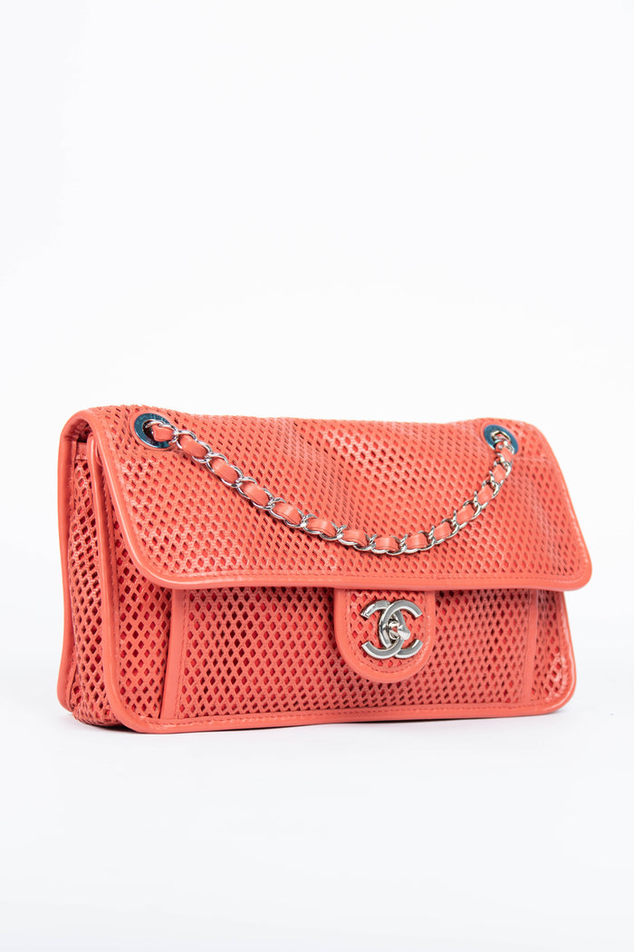 2010s Chanel Red Up in the Air Perforated Shoulder Bag