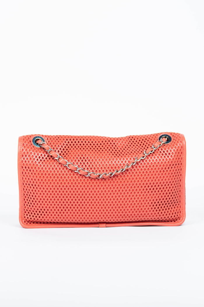 2010s Chanel Red Up in the Air Perforated Shoulder Bag