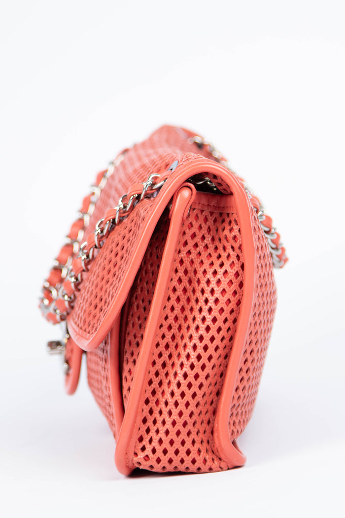2010s Chanel Red Up in the Air Perforated Shoulder Bag
