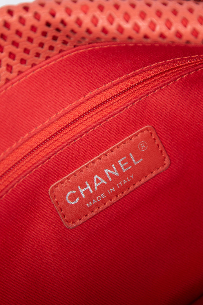 2010s Chanel Red Up in the Air Perforated Shoulder Bag