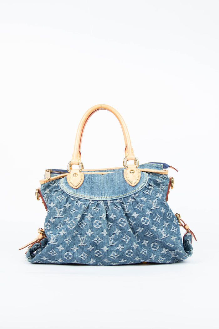 Vintage Louis Vuitton Neo Cabby Blue Denim Tote Bag