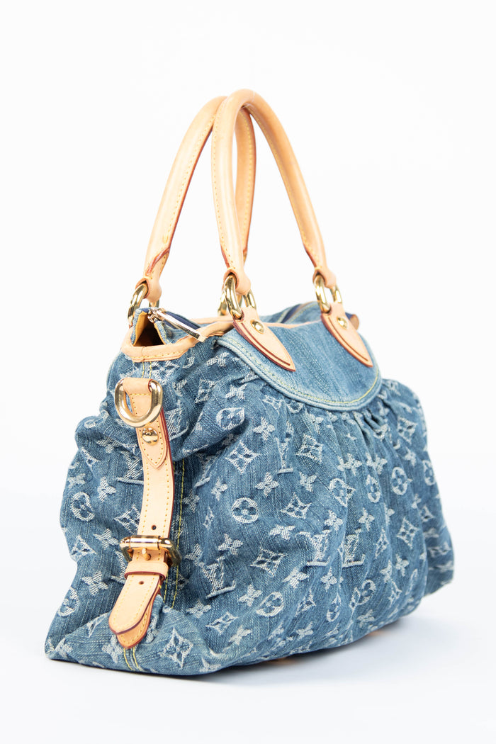 Vintage Louis Vuitton Neo Cabby Blue Denim Tote Bag