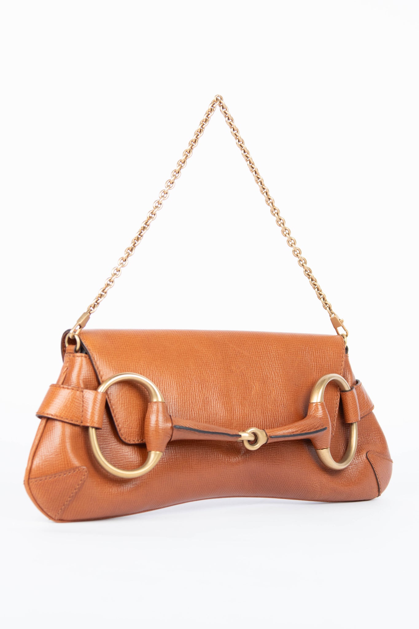 RARE Vintage Gucci Tan Grained Leather Horsebit Shoulder Bag