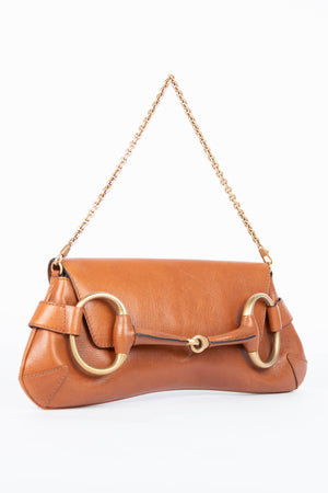 RARE Vintage Gucci Tan Grained Leather Horsebit Shoulder Bag