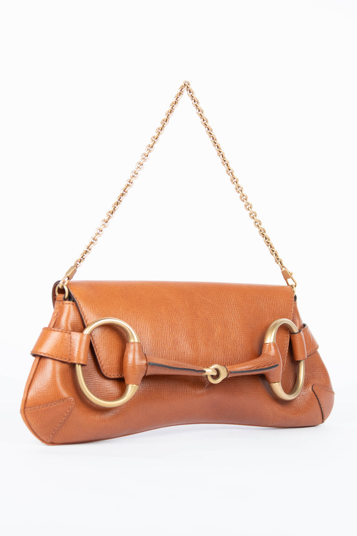 RARE Vintage Gucci Tan Grained Leather Horsebit Shoulder Bag