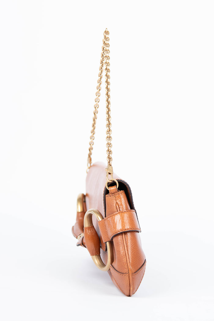 RARE Vintage Gucci Tan Grained Leather Horsebit Shoulder Bag