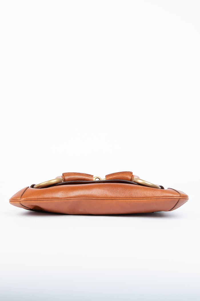 RARE Vintage Gucci Tan Grained Leather Horsebit Shoulder Bag
