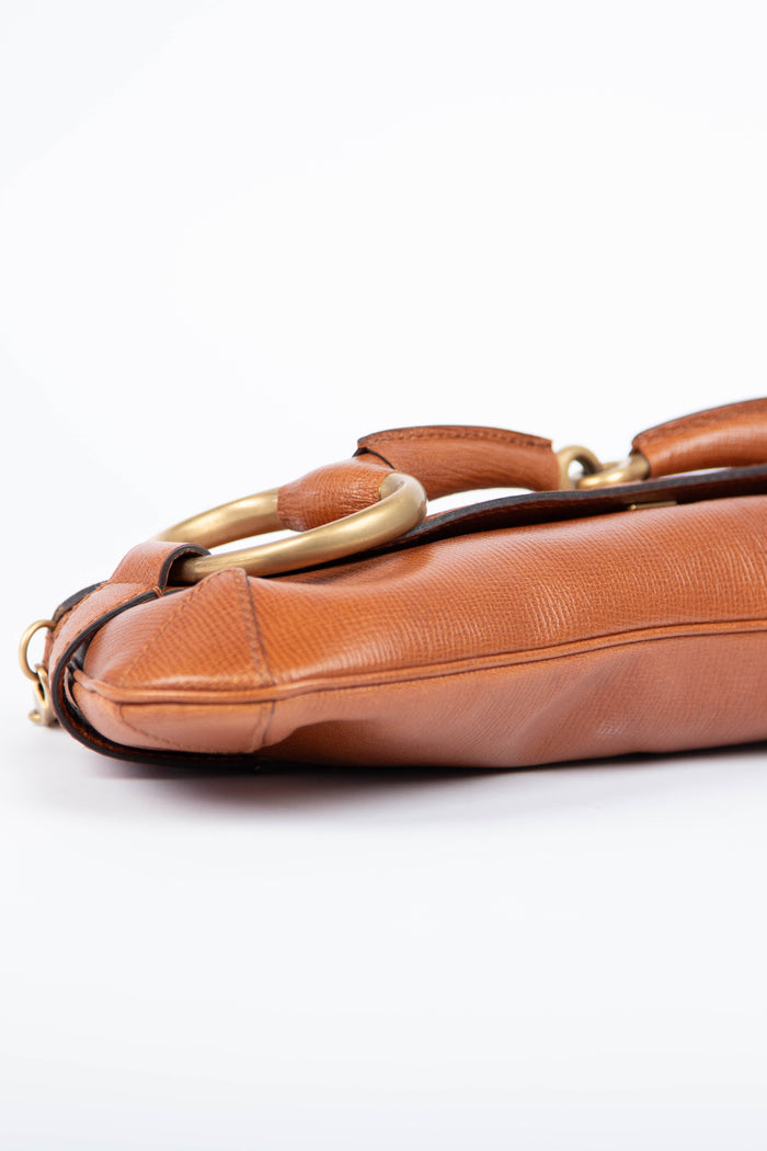 RARE Vintage Gucci Tan Grained Leather Horsebit Shoulder Bag