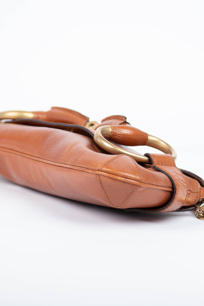 RARE Vintage Gucci Tan Grained Leather Horsebit Shoulder Bag