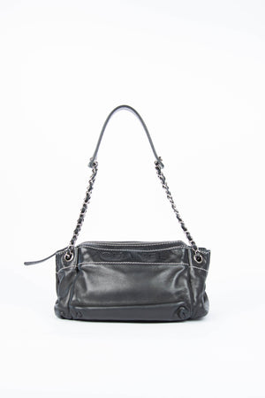 Vintage Chanel Black Leather Shoulder Bag