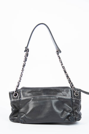 Vintage Chanel Black Leather Shoulder Bag