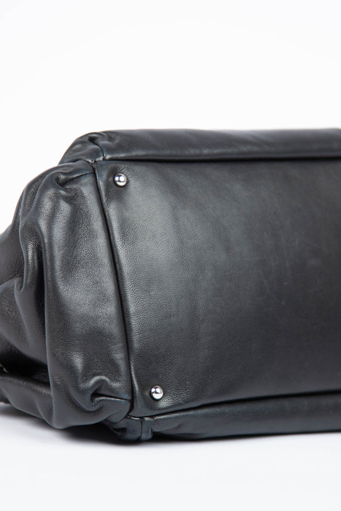 Vintage Chanel Black Leather Shoulder Bag