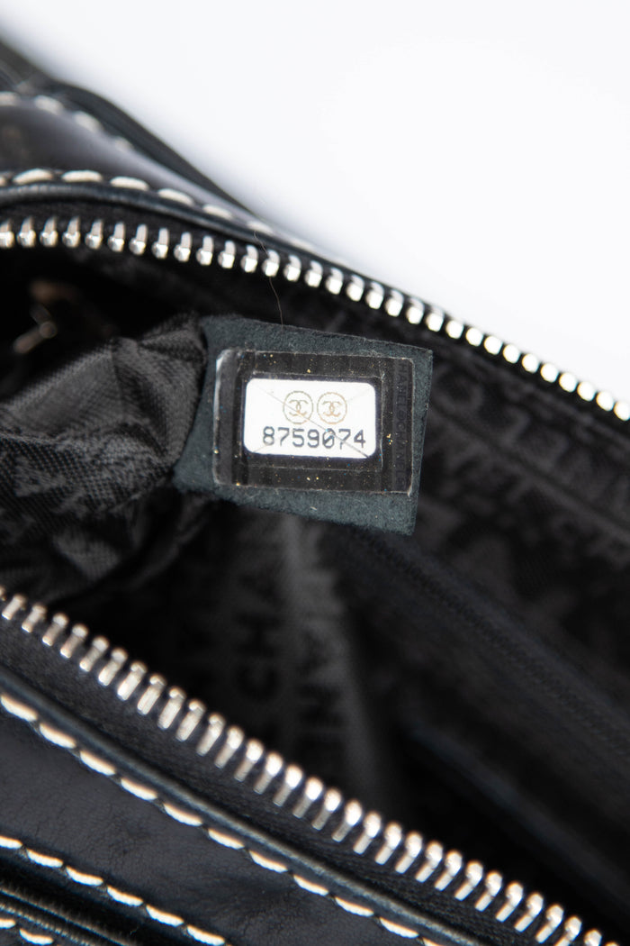 Vintage Chanel Black Leather Shoulder Bag