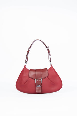 2000s Christian Dior Red Leather Shoulder Bag